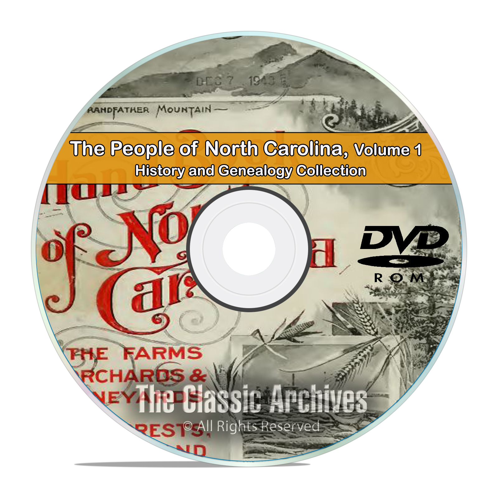 North Carolina NC Vol1 People Cities History Genealogy 121 Books DVD - Click Image to Close